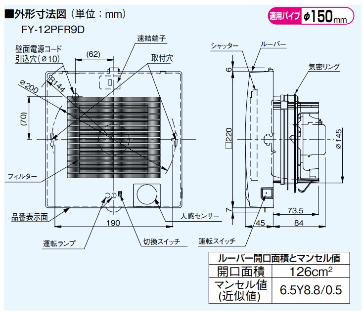 パナソニック 換気扇 FY-12PFR9D パイプファン