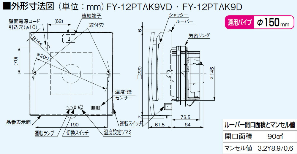 パナソニック 換気扇 FY-12PTAK9D パイプファン