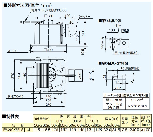 パナソニック　換気扇　 FY-24CK6BLS　浴室