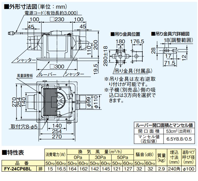 パナソニック 換気扇 FY-24CP6BL 浴室,トイレ,洗面所