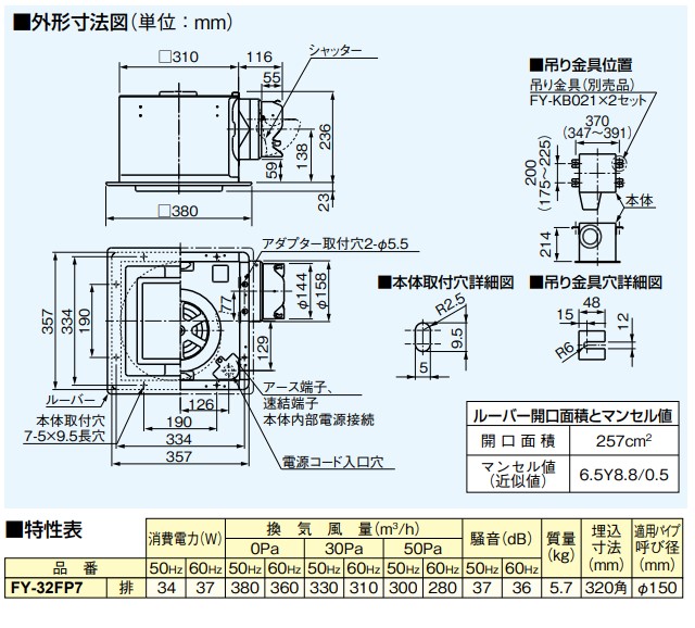 パナソニック 換気扇 FY-32FP7 トイレ,洗面所,廊下,ホール,事務所,店舗