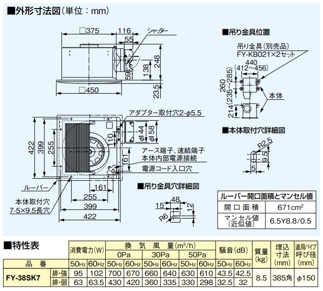 パナソニック 換気扇 FY-38SK7 トイレ,洗面所,廊下,ホール,事務所,店舗